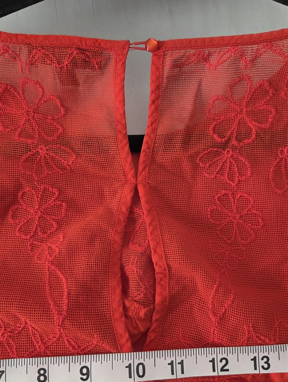 Bright Red Scarlet Embroidered Eyelet Peasant Top by Jessica Simpson XL - Picture 9 of 12
